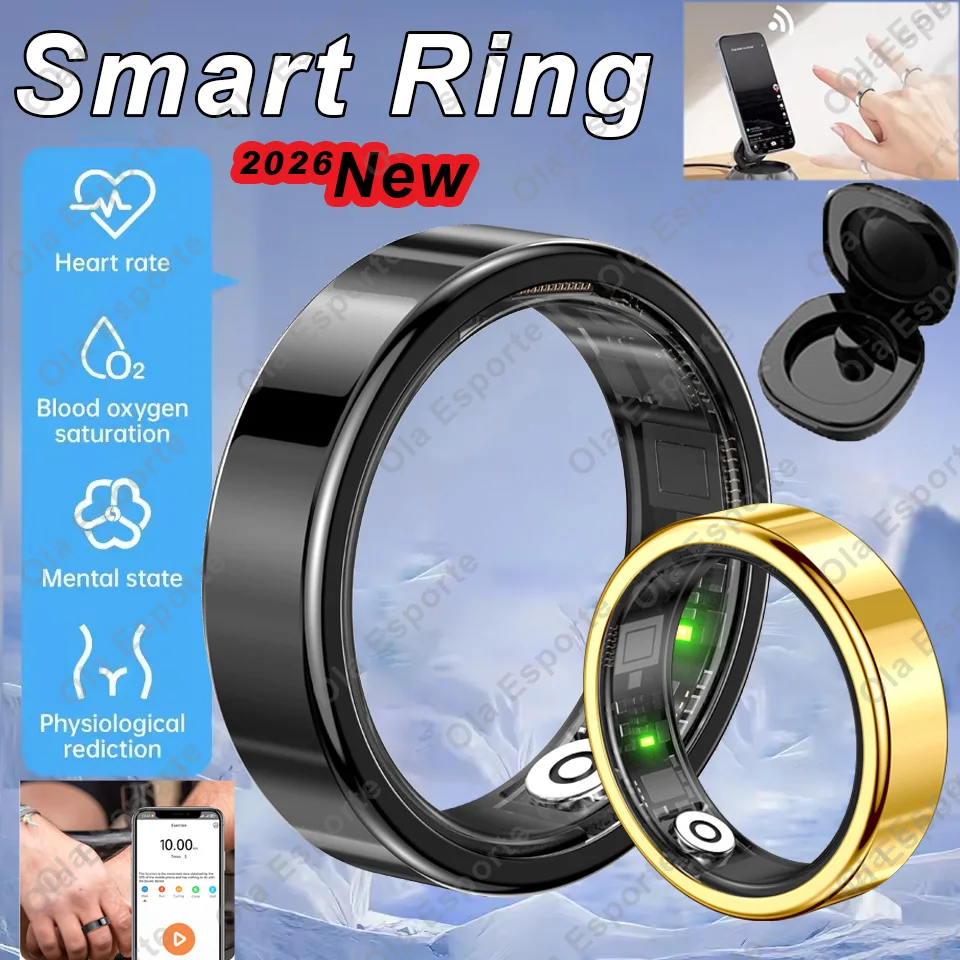 Männer Frauen Smart Ring 2026 Neue Herzfrequenz Blutdruck Blut Sauerstoff Überwachung 100 + Sport Modus Smartring IP68 Wasserdicht ring Image
