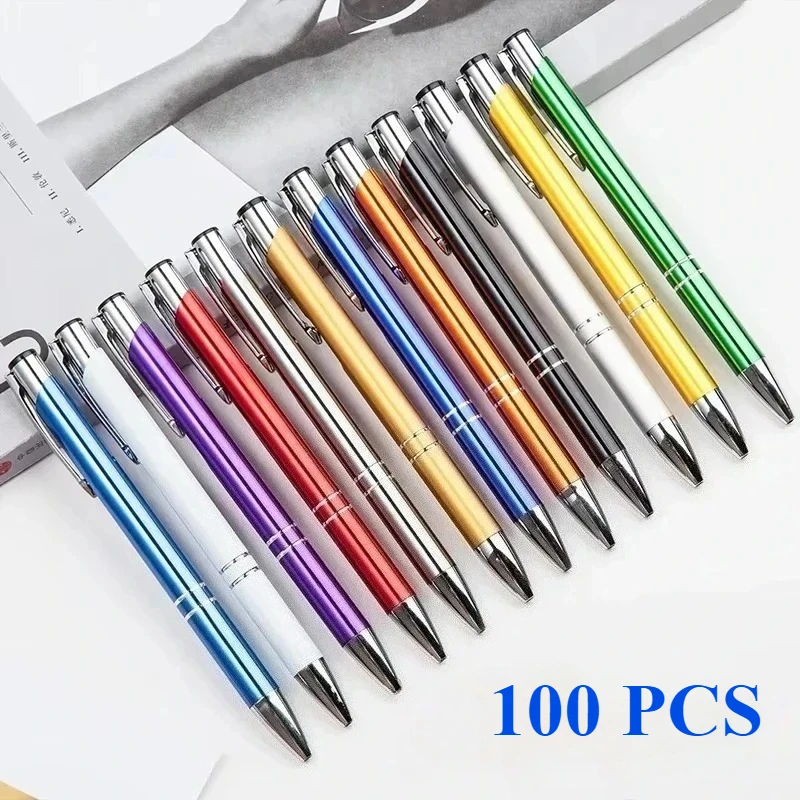 100 Stück Werbung Metall-Kugelschreiber, leere Stifte für Werbestifte, Geschenk, Business, Bürobedarf, Kugelschreiber Image