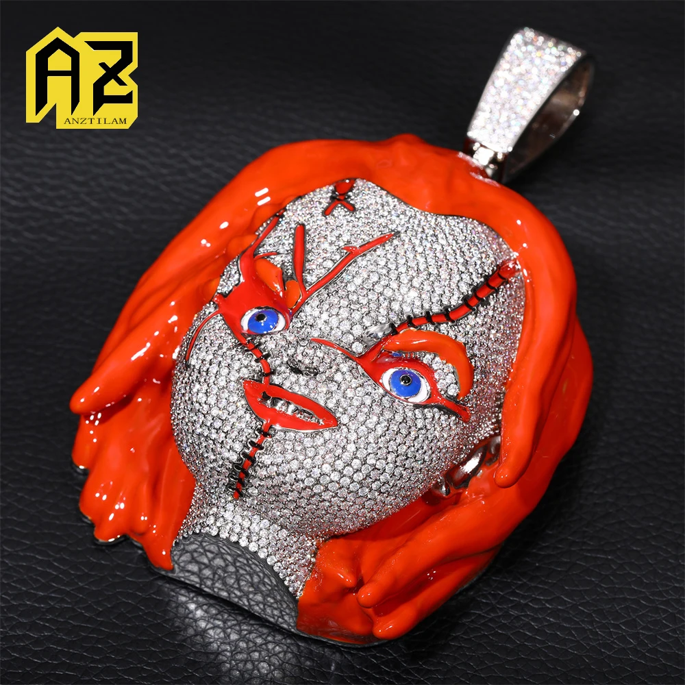 Anztilam BIG BABY Iced Out Anhänger Halskette mit langem Glieder Seil Kette Halsketten für Frauen Männer Messing Zirkon Punk Hip Hop Schmuck