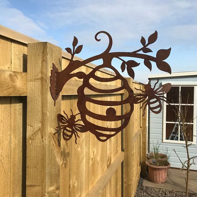 Metall Bienenstock Garten Dekor/Metall Bienenstock Garten Geschenk/Honig Home Dekoration Outdoor Metall Baum Garten Pfähle Wohnkultur