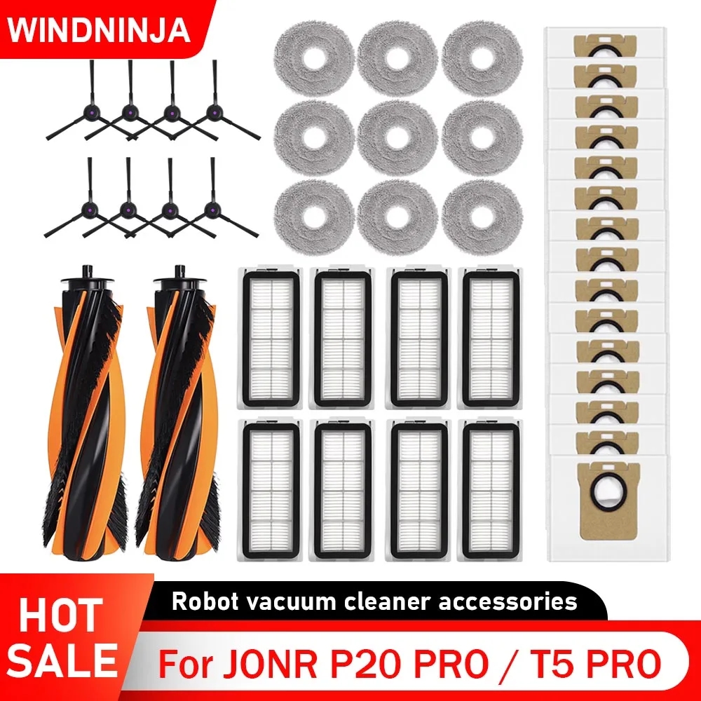 Für JONR P20 PRO / T5 Pro Roboter Staubsauger Zubehör Mopp Pads Staub Taschen Wichtigsten Seite Pinsel Hepa-Filter Für hause Reinigung Teil Image