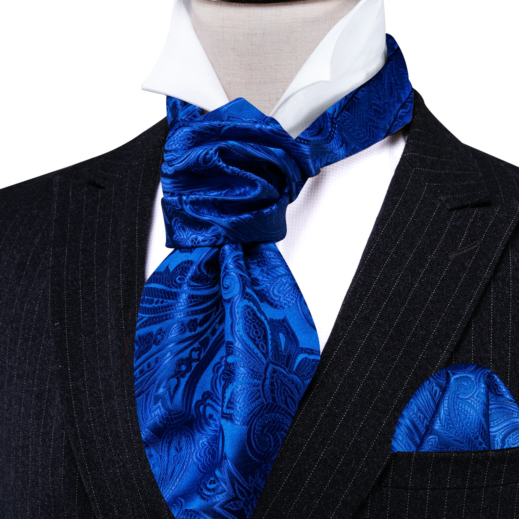 Barry.Wang Mode Männer Ascot Paisley Floral Solide Blau Grün Lila Krawatte Krawatte Scrunch Selbst Britischen Set Formale Hochzeit Party Image