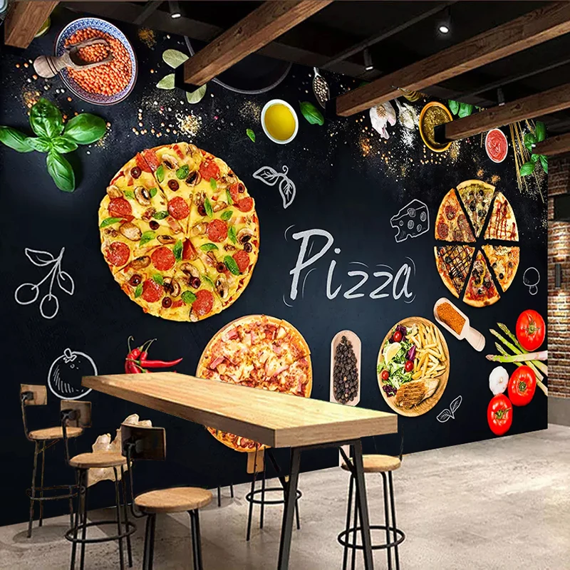 Nach 3D Wandbild Tapete Wand Malerei Personalisierte Pizza Shop Tafel Foto Wand Papier Cafe Restaurant Hintergrund Wand Dekor Image
