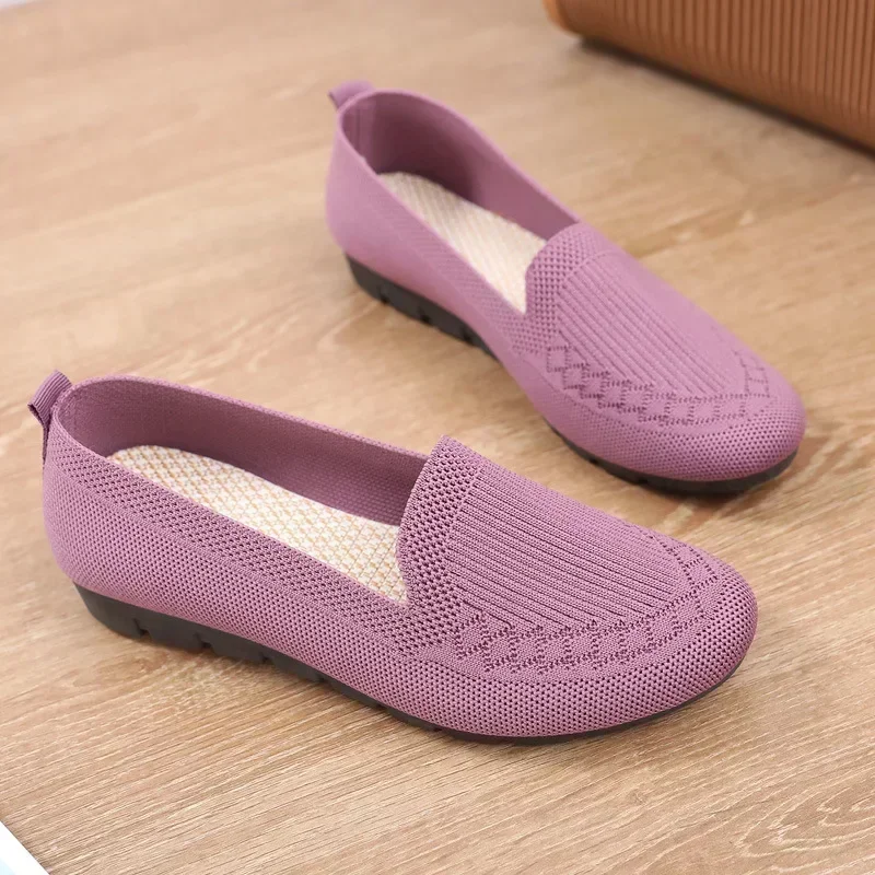 Women Flat Toe Knitted Ladies Office Shoes Comfortable Formal Shoes for Woman Female Ballet Flats Designer Sneakers