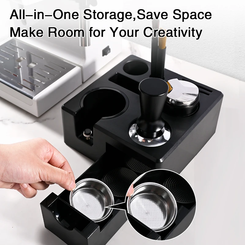 Espresso-Kaffee-Stampfstation, 9-in-1, Espresso-Organizer, passend für 51 54 58 mm Verteiler, Siebträgerhalter und Puck-Bildschirm-Zubehör Image