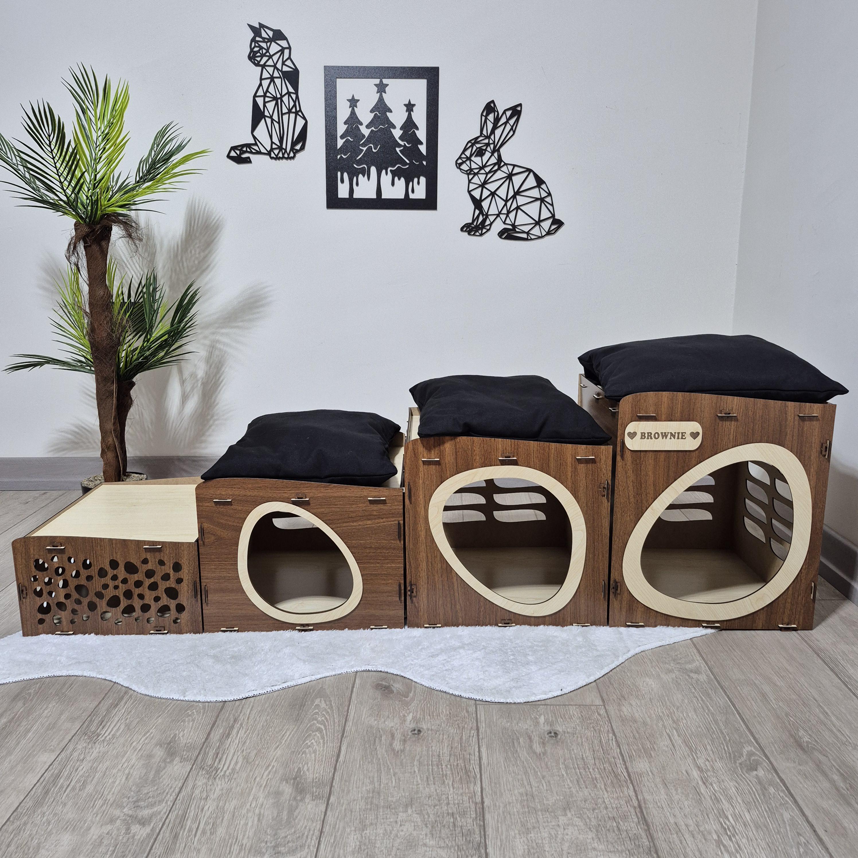 Casetta in legno per conigli, Castello per conigli a due piani, Mobili moderni per conigli, Casetta per conigli, Casetta in legno per animali domestic