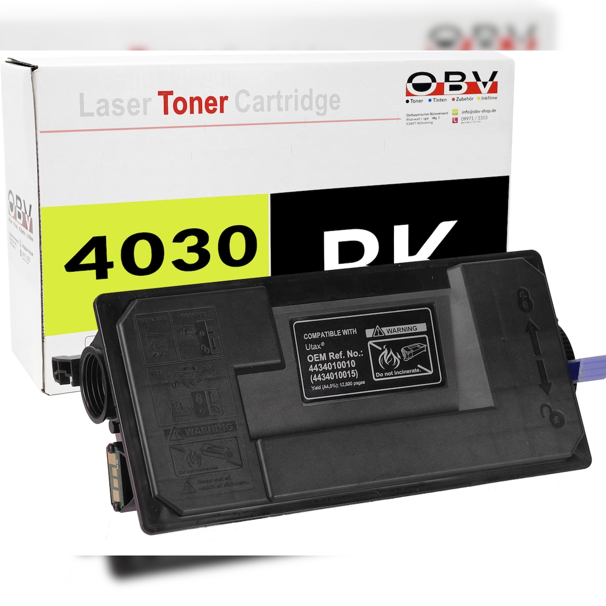 OBV Toner schwarz kompatibel zu Utax P4030D - Ersetzt 4434010010 - ca. 12.500 Seiten Image