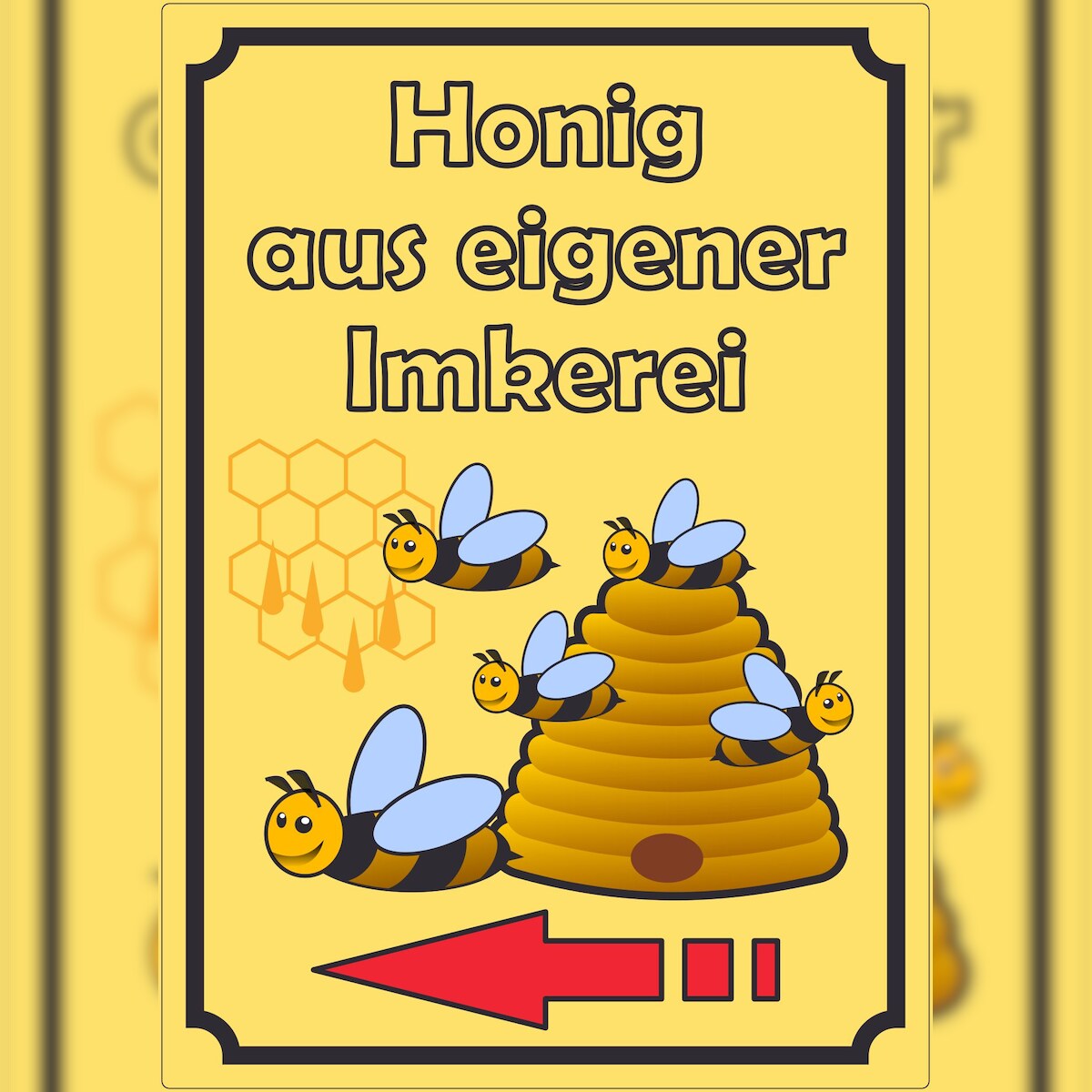 HB-Druck Werbeaufkleber Aufkleber Honig Hochkant mit Pfeil links A5 (148x210mm) Image