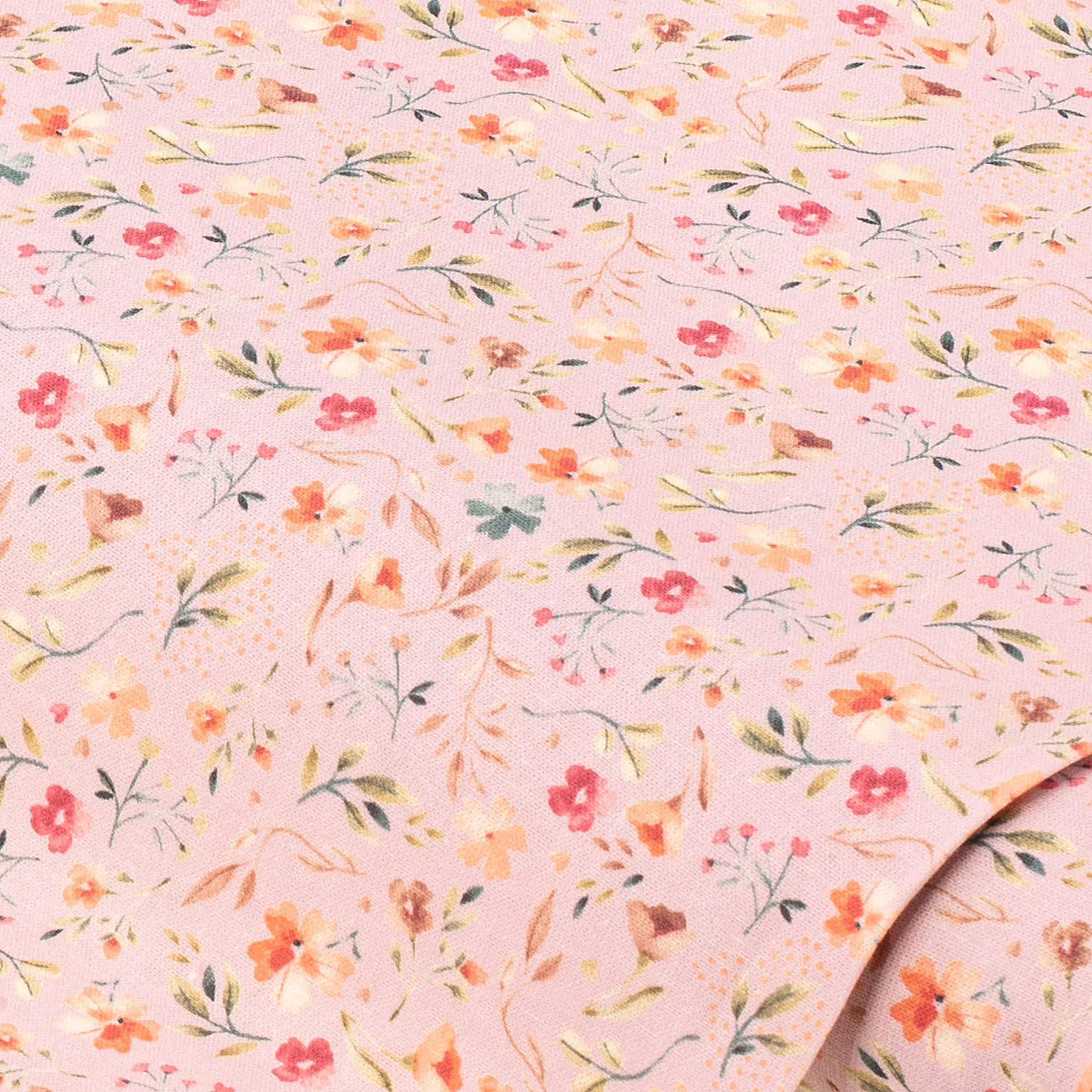 Baumwollstoff Vintage „Blümchen“, rosa-color