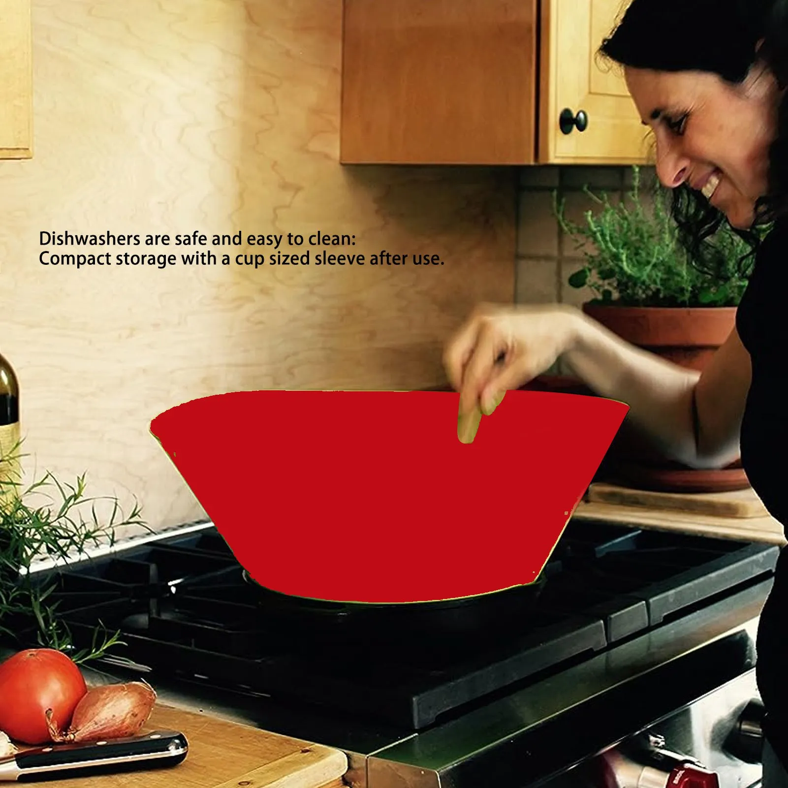 Splatter Guard Silikon Anti Öl Spritzwasser Einstellbare Bratpfanne Wand Kochzubehör Rote Bratpfanne Schutz Kochzubehör Image