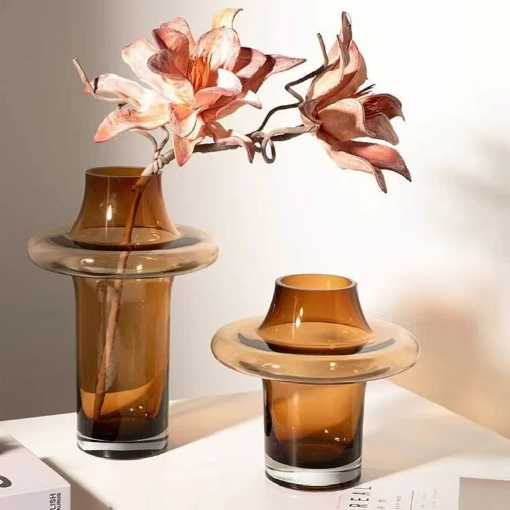 Moderne Einfache Glas Blume Vase Nordic Stil Getrocknete Blumen Vasen Desktop Hydrokultur Vase Anordnung Wohnzimmer Wohnkultur Image