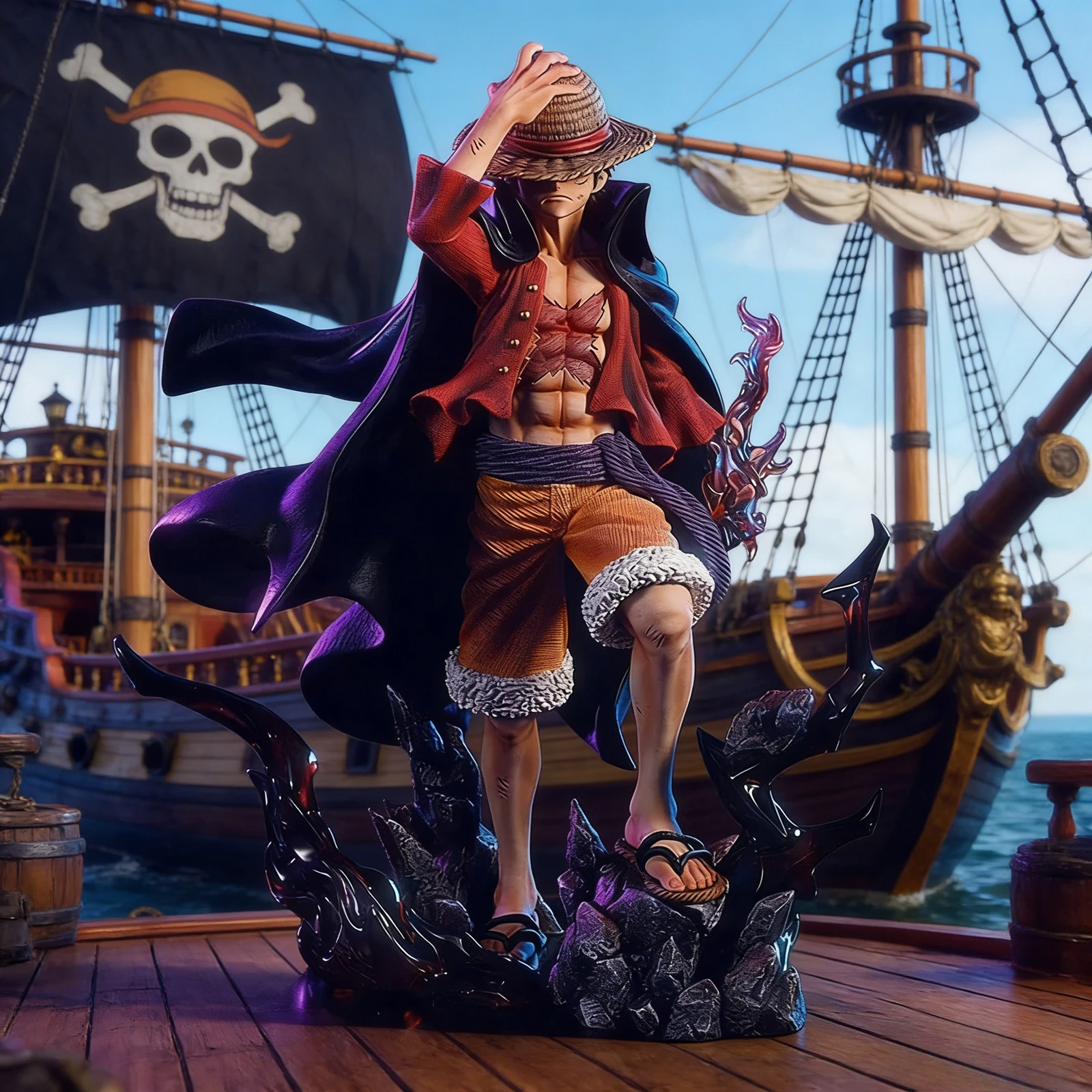 Neue One Piece Anime Figur Ruffy Four Emperors Monkey D. Ruffy Action Figur 25 cm PVC Sammeln Modell Puppe Spielzeug Image