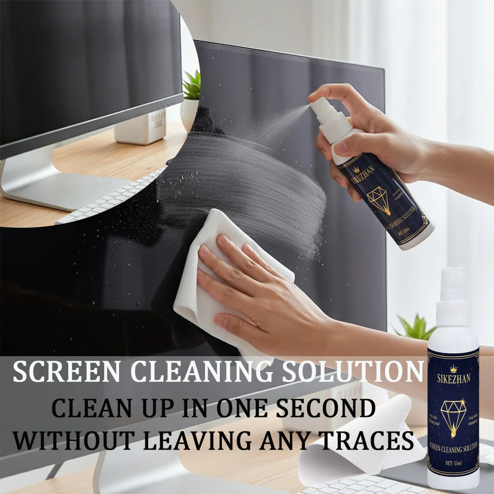 Universal Screen Cleaner Spray Kit mit Poliertuch für Computer Laptop Monitor TV Telefon LCD LED Staub Fingerabdruck Entferner Image