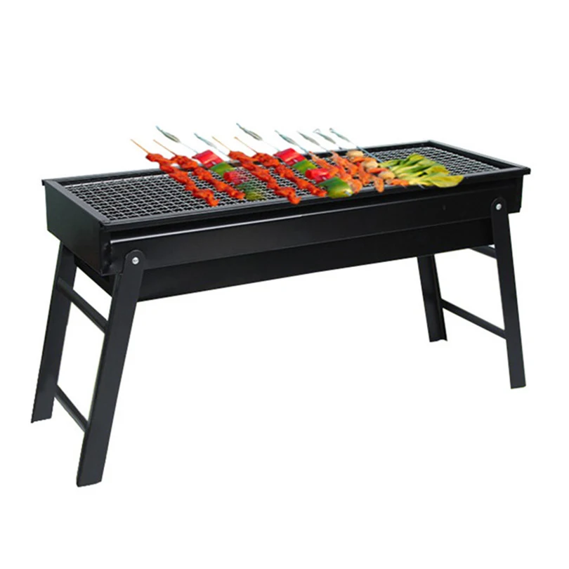 Zusammenklappbarer tragbarer Holzkohle-Outdoor-Camping-Picknickbrenner, großer 60 cm großer BBQ-Grill, faltbarer Holzkohle-Camping-Grillofen Image