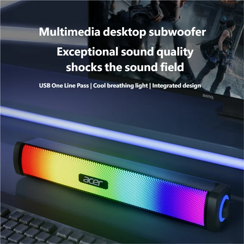 Acer USB Bluetooth Dual-Mode-Lautsprecher Stereo RGB Subwoofer Soundbar 3D Home Surround-Lautsprecher für PC Musik Gamer Kabelgebundener Lautsprecher Image