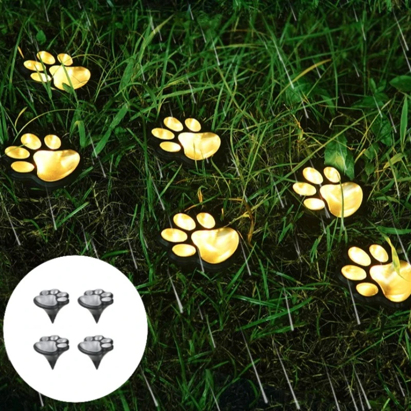 1-4 stücke LED Solar Rasen Licht Hund Pfote Fußabdrücke Treppen Im Freien Wasserdichte Balkon Garten Zaun Landschaft Dekor Solar lampe