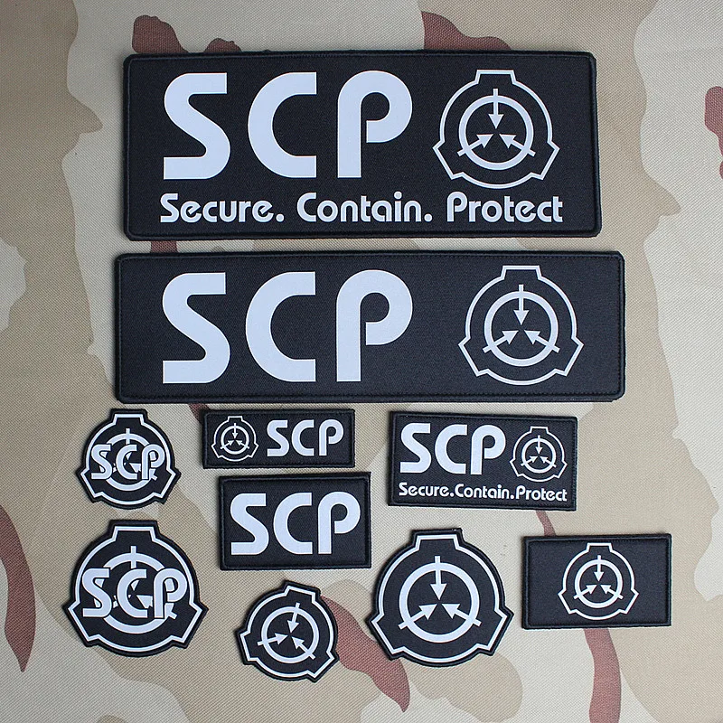Secure Contain Protect Reflektierende Patches SCP Foundation Mobile Task Force Arrow Logo Taktisches Rucksackabzeichen mit natürlichem Phänomen Image
