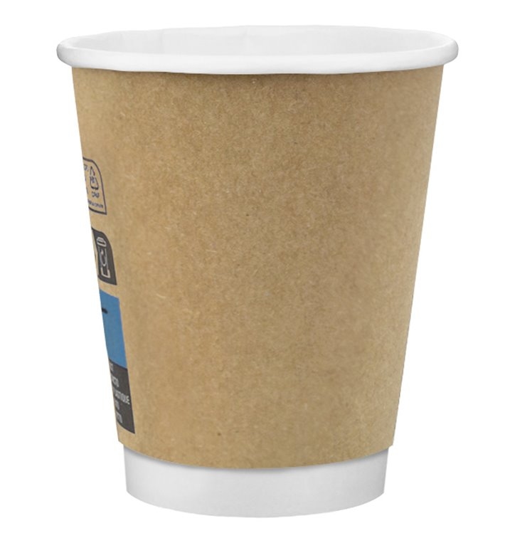 MONOUSO - Kaffeebecher aus Doppelwandig Glatt Kraft 8Oz/240ml Ø8,0cm (500 Stück) Image