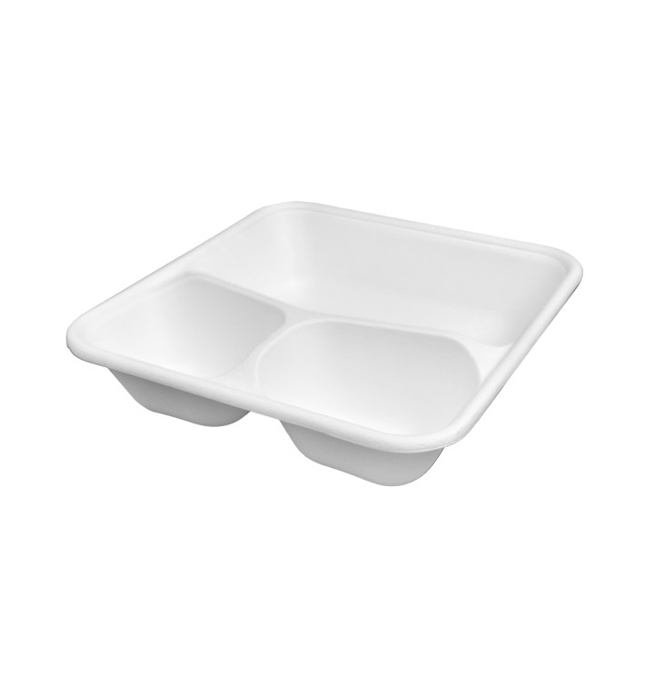 MONOUSO - Schalen aus Zuckerrohr Weiß 3F 23x23x5,5cm (50 Stük) Image