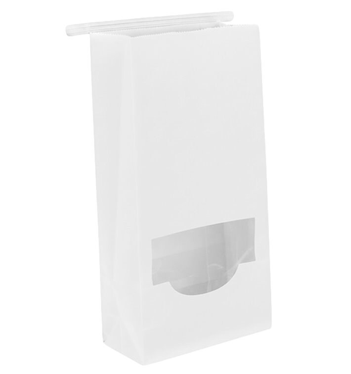 Greenuso MONOUSO - SOS-Tüte Weiß mit Verschluss und Fenster 12+6x23,5cm (50 Stück) Image