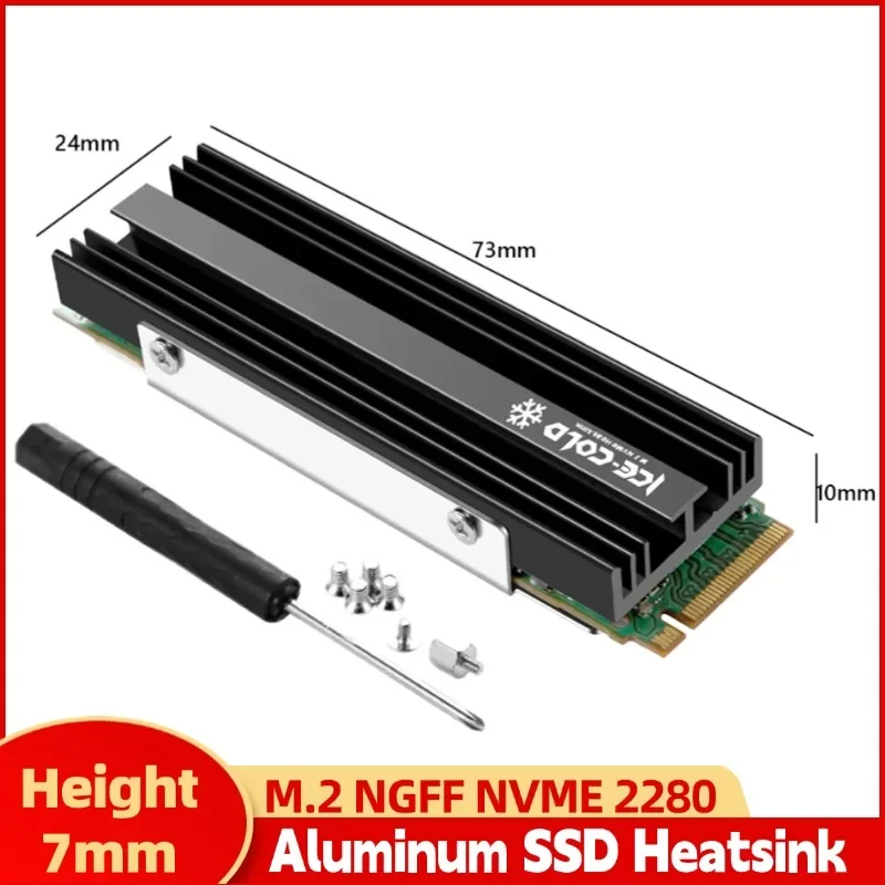 M.2 2280 SSD Kühlkörper NGFF NVME Kühler Aluminiumlegierung Effizienter Kühlerkühler mit thermischem Silikonpad für PS5 PC Desktop Image