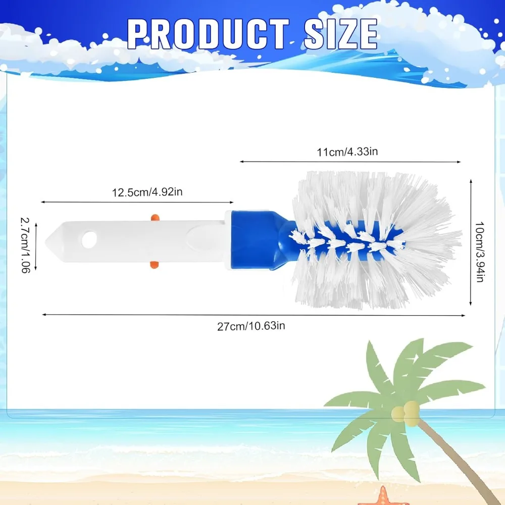 Mit runden Poolstufen, Badewanne, Fliesen und Eckenreinigungszubehör Schwimmbadeckenreinigung Image