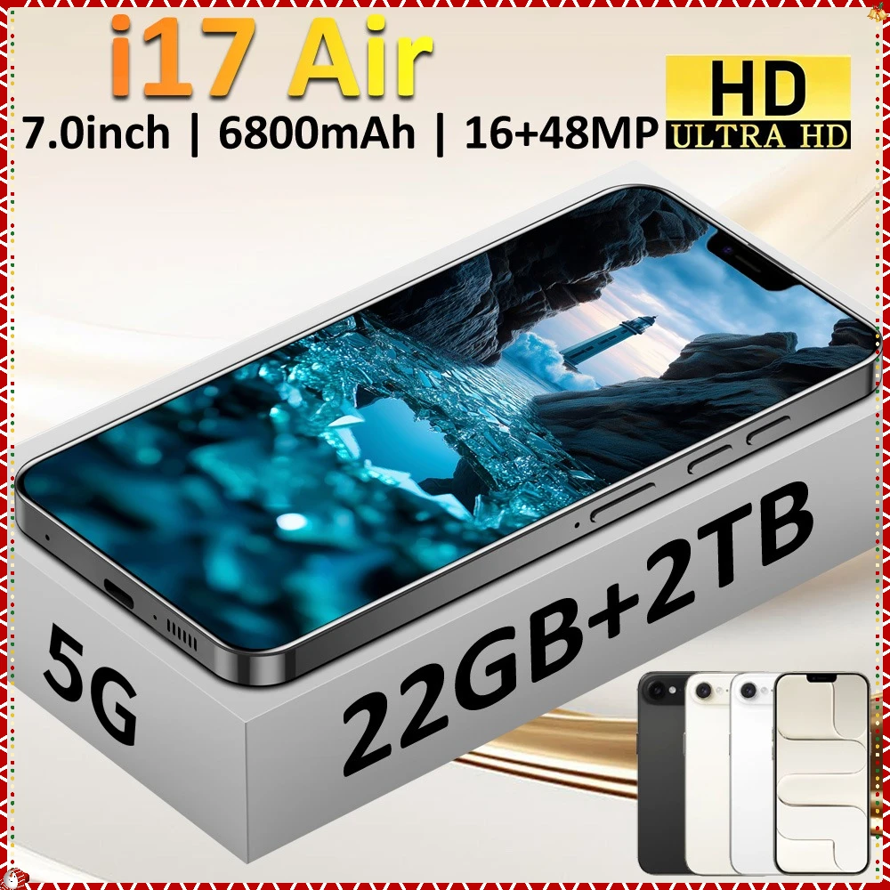 New Smartphone 5G Ai For 17 Air Android 7.0HD Original 22G+2TB Mobile Phone Dual Sim 6800mAh Unlocked Cell Phone Global Version