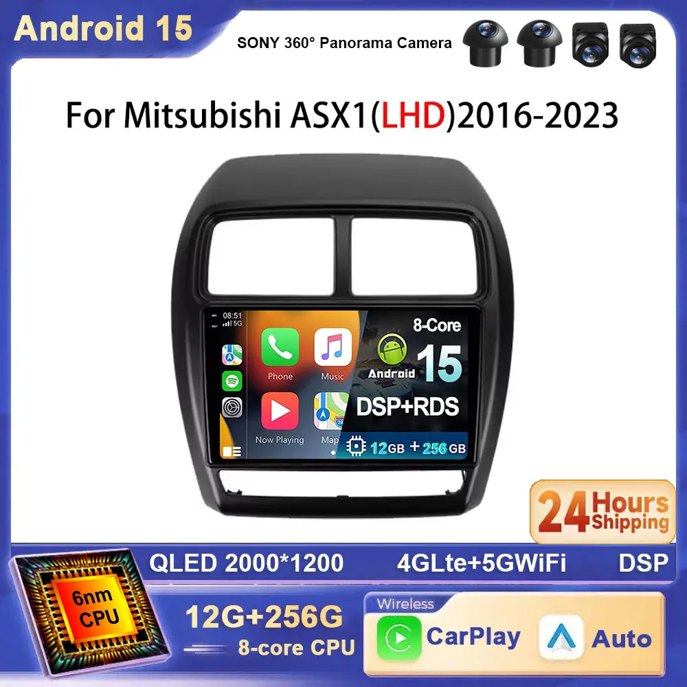 Für Mitsubishi ASX 1 2016-2023 Android 15 Linkslenker Carplay Auto GPS Auto Radio Navigation Multimedia Video Player 4G BT Image