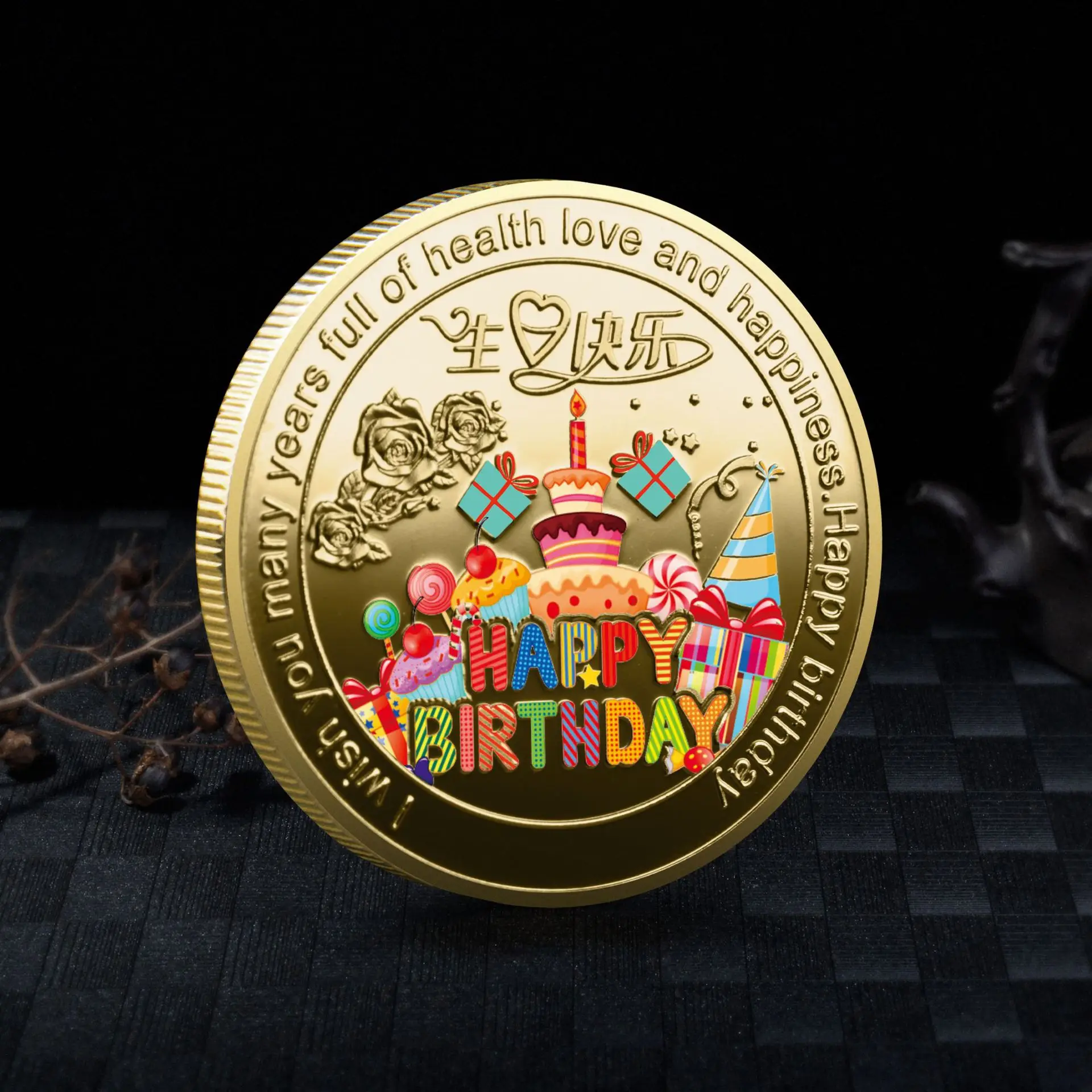Sammlung Münze Glück Alles Gute zum Geburtstag Gedenkmünzen Alles Gute zum Geburtstag Geschenk Viel Glück und Glück Medaille