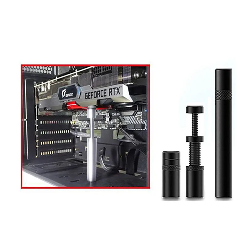 Grafikkarte GPU Halter Rotierende Teleskop Schraube Aluminium Legierung Unterstützung Grafikkarte Halterung Ständer Magnetische Basis Image