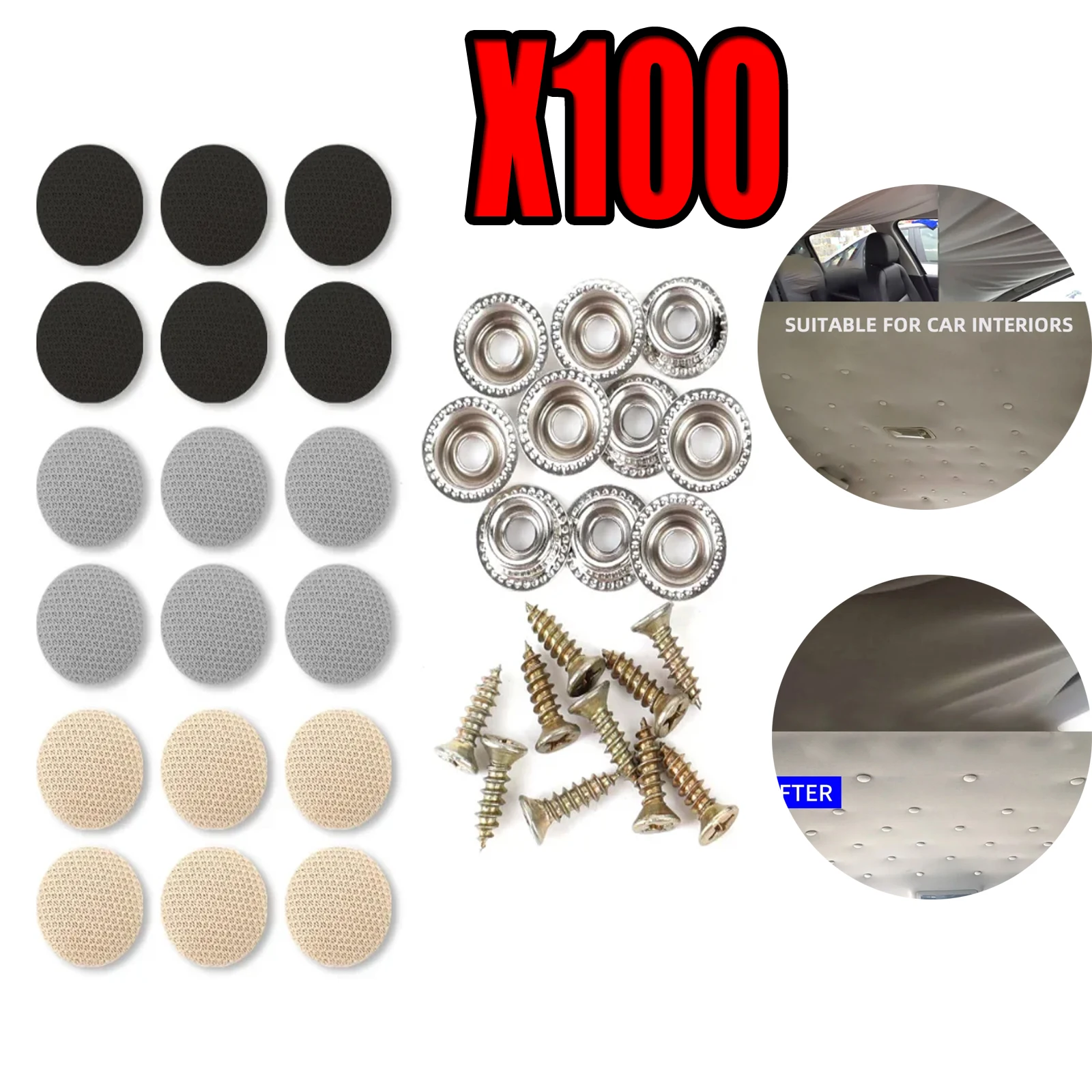 Kit de broches de bouton de réparation de revêtement de toit de voiture automobile 10-100X, Rivets à pression universels pour toit de voiture, retenue pour toit de voiture fixe toutes les voitures