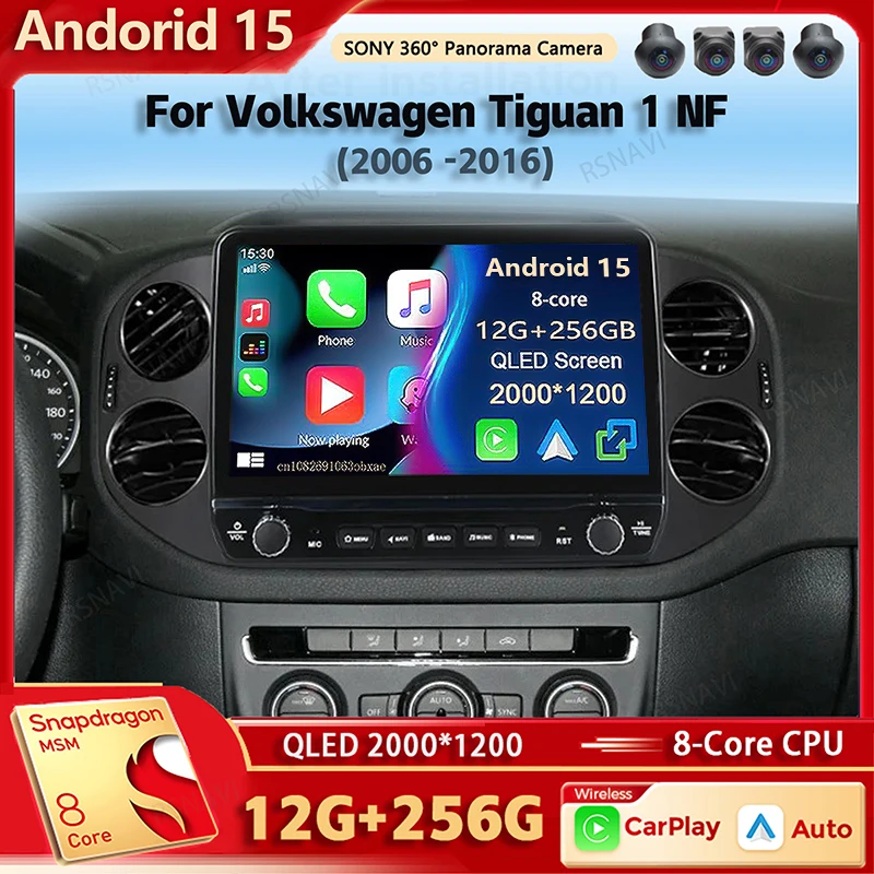 Android 15 Auto Radio Multimedia-Player Für Volkswagen Tiguan 1 NF 2006-2016 Auto Carplay Auto Stereo DSP wifi + 4G Ai stimme 2 Din Image