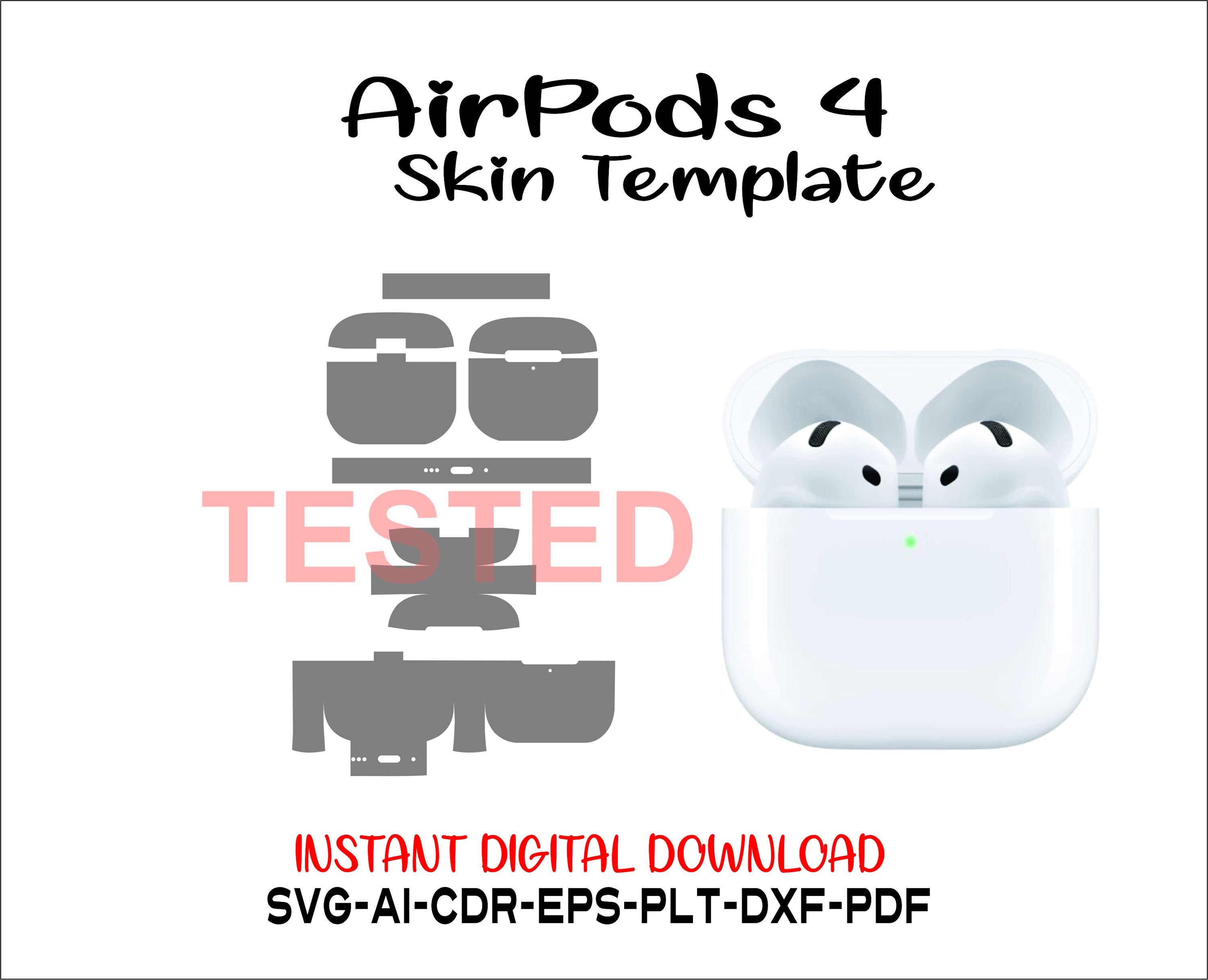 Modello skin AirPods 4, layout skin vettoriale, file di fustelle per skin in formato svg, skin Cricut Silhouette, file di taglio skin AirPods 4