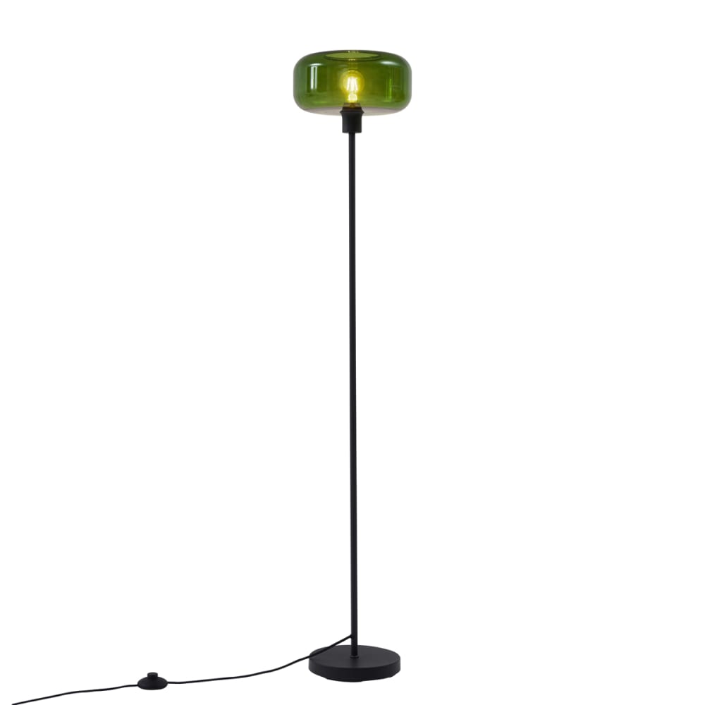 Lampadaire rétro noir verre vert
