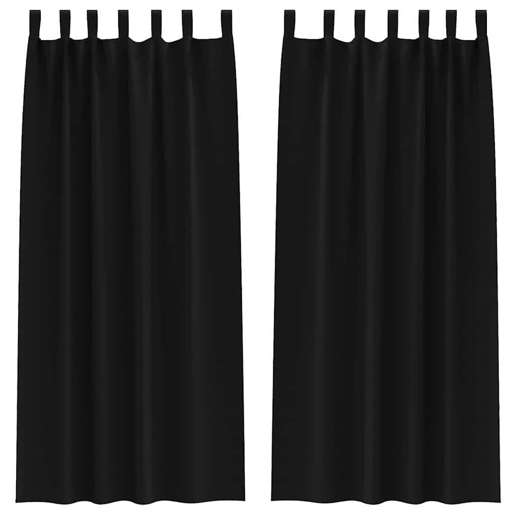 vidaXL Verdunkelungs-Vorhänge mit Ringen 2 pcs Schwarz 225 x 140 cm Image