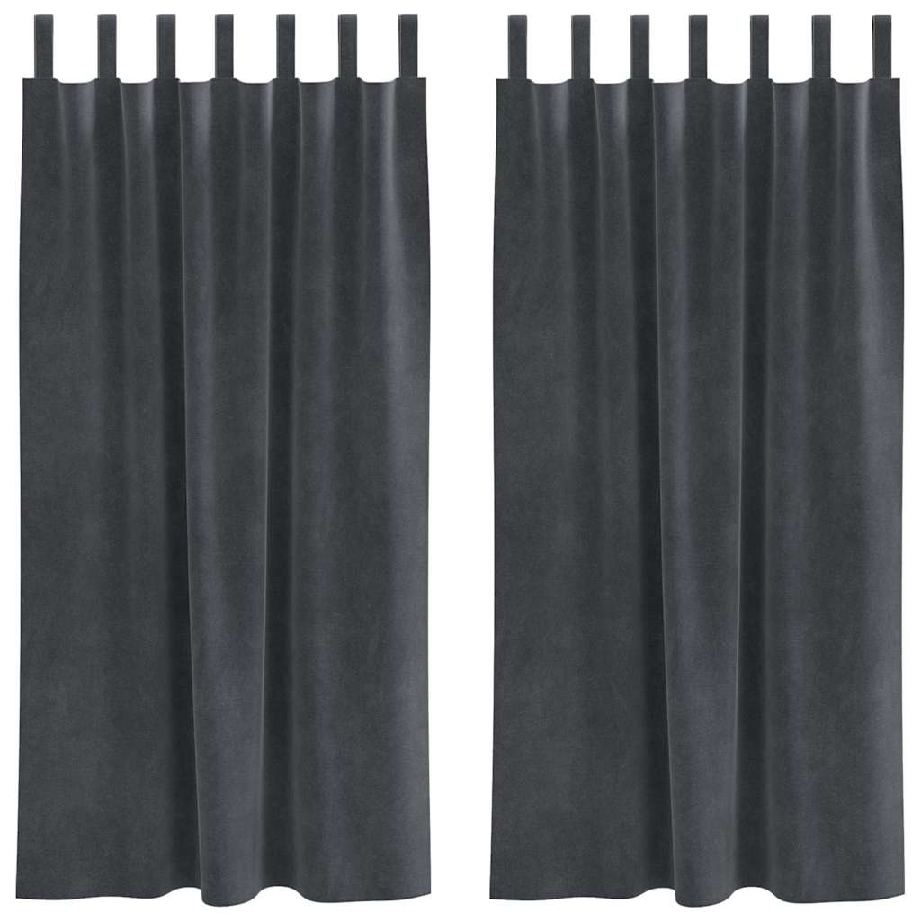 vidaXL Verdunkelungsvorhänge 2 pcs Hellgrau 140 x 175 cm Samt Image
