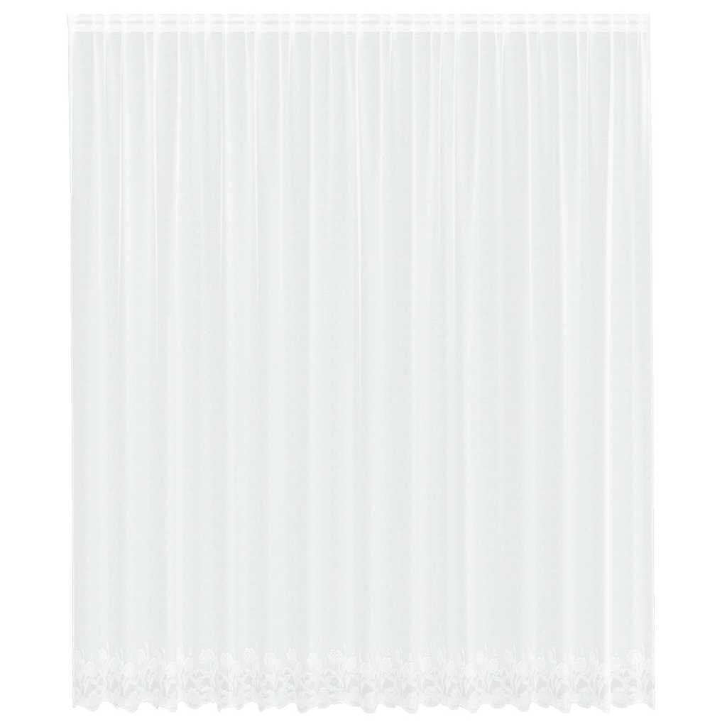 vidaXL Spitzenvorhang mit Vorhängen Floral Weiß 280 x 400 cm Polyester Image