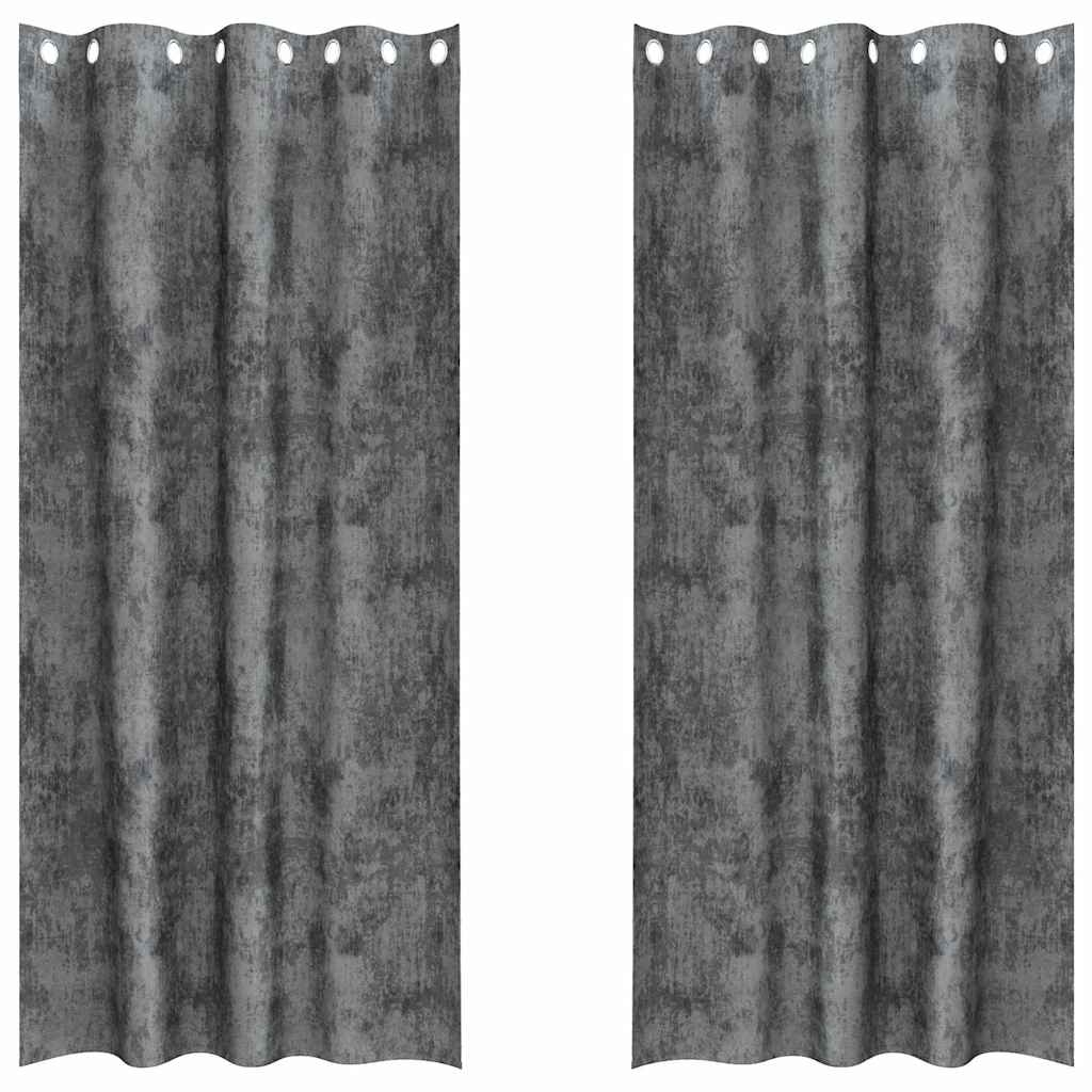 vidaXL Samtvorhänge mit Vorhängen 2 pcs Grau 260 x 140 cm Samt Image