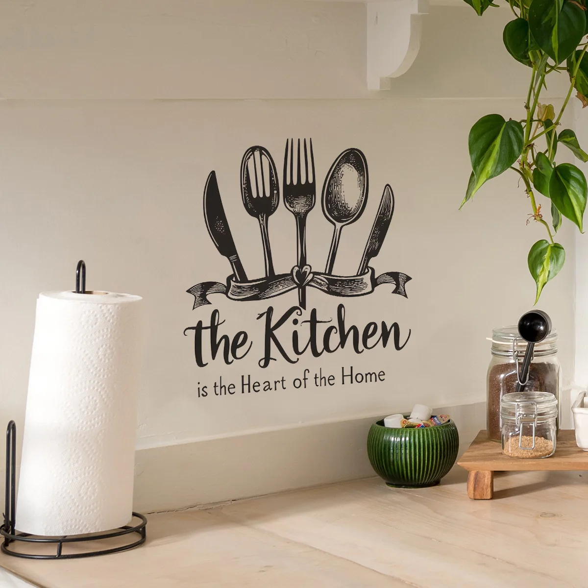 Autocollant de décoration murale de cuisine, citations de cuisine, sparadrap muraux de cuisine, Art floral, autocollants muraux amovibles en vinyle pour bricolage