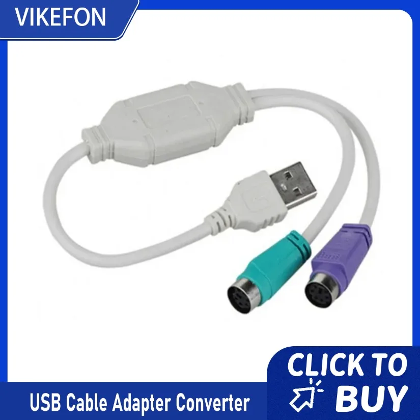 USB-Stecker auf Dual-PS2-Buchse, Kabel-Adapter-Konverter, USB auf zwei PS/2 für Maus, Tastatur, Computer, Kabel und mehr Image
