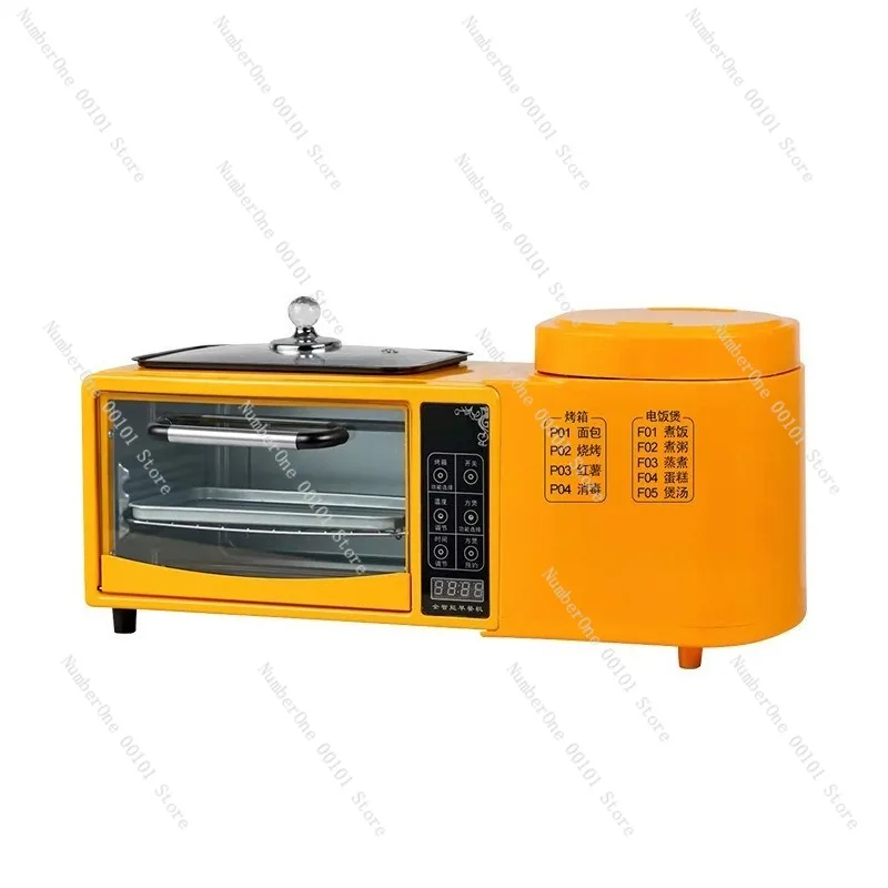Multifunktionale elektrische Frühstücksmaschine, Brat- und Bratpfanne, Toastofen, Reiskochtopf, Vier-in-Eins-Toaster und Sandwichmaker Image