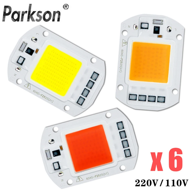 6 Pz/lotto COB Lampada A LED Chip Diodo Coltiva La Luce Della Pianta AC 110 V 220 V 10 W 20 W 30 W 50 W Perline LED Scatola Della Lampada Spettro Completo Non È necessario Driver