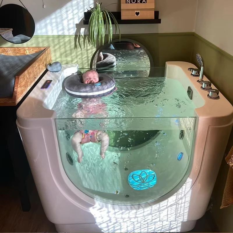 Modernes freistehendes Acryl-Baby-Thermostat-Spa-Jakuzi, weißes Acryl-Baby-Abflussmassage-Baby-Spa-Bad für den Innenbereich