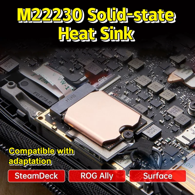 1Set Kupfer Kühlkörper M.2 Festplatte Kühler M.2 2230 Solid State Drive Thermische Kühler Für Steam Deck Konsole zubehör Image