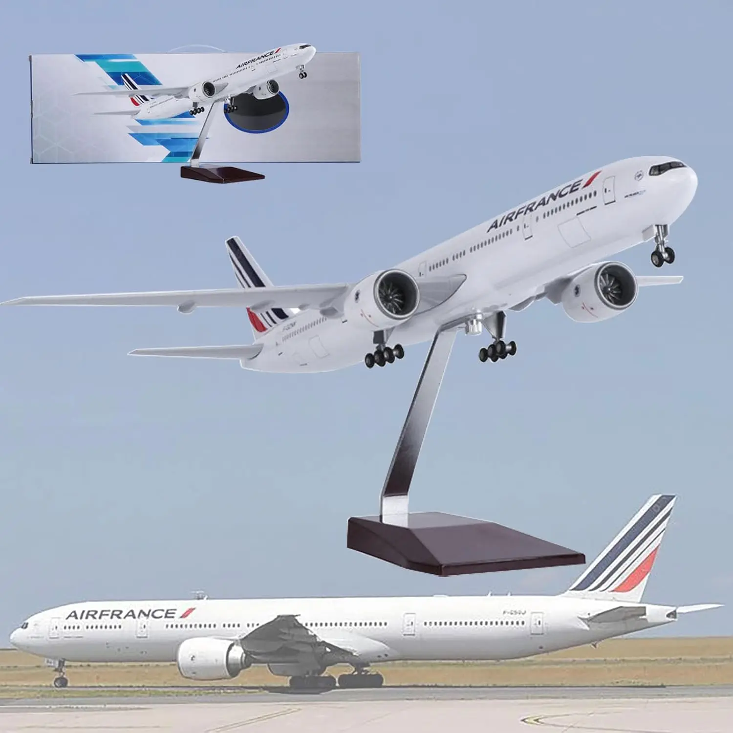 Flugzeugspielzeug im Maßstab 1:157, B777 Air France, 47 cm großes Modelldruckguss-Flugzeug mit Display, Sammlerstück, gesammeltes Geschenk per Luftfahrt Image