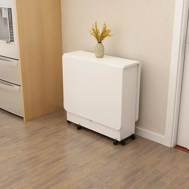 Klappbarer Esstisch für den Heimgebrauch, kleine Wohnung, einfacher multifunktionaler mobiler rechteckiger Esstisch Image