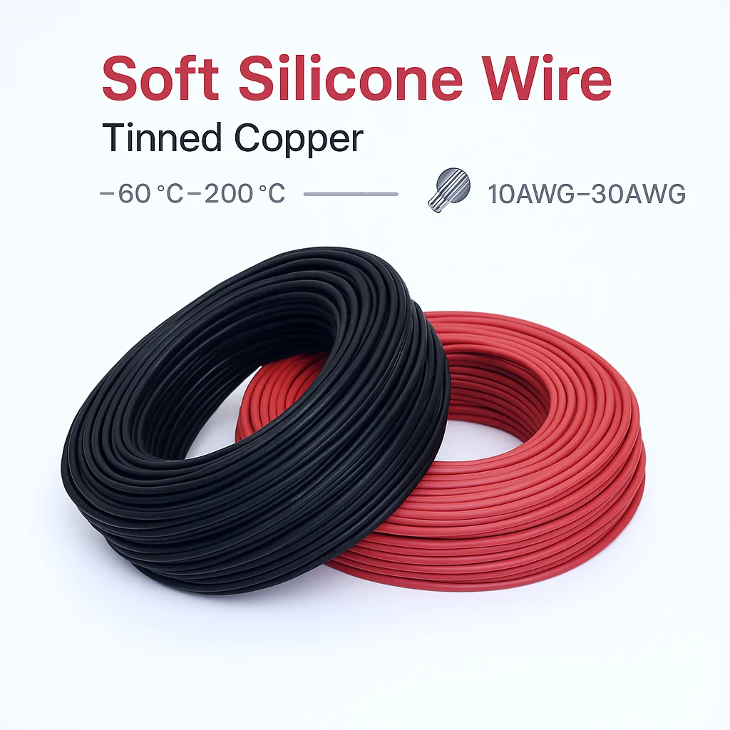 Spezieller weicher Silikondraht, rot und schwarz, 10 AWG 12, 14, 16, 18, 20, 22, 24 AWG, 5 Meter Image