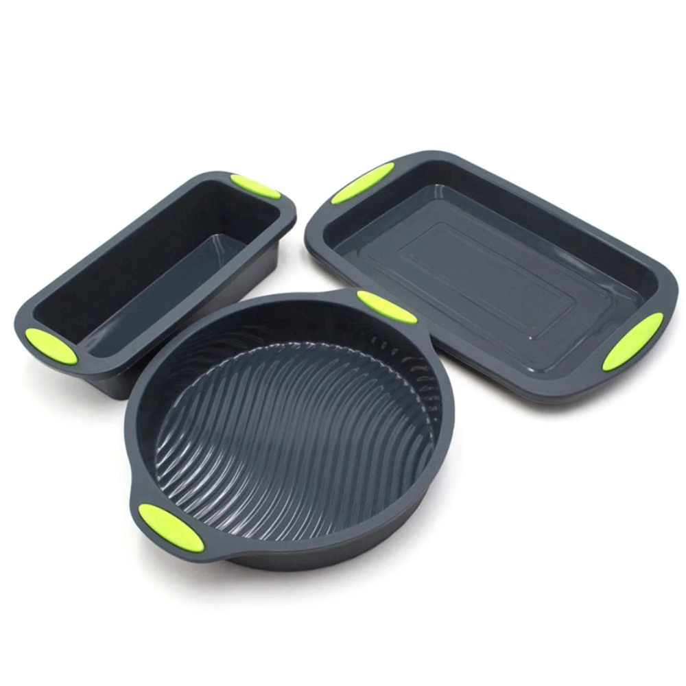 3er Pack Silikon Kuchen formen Muffin Toast Donut Pfanne runde Kuchen form 9in Antihaft-Küche Back geschirr Backwerk zeuge Image