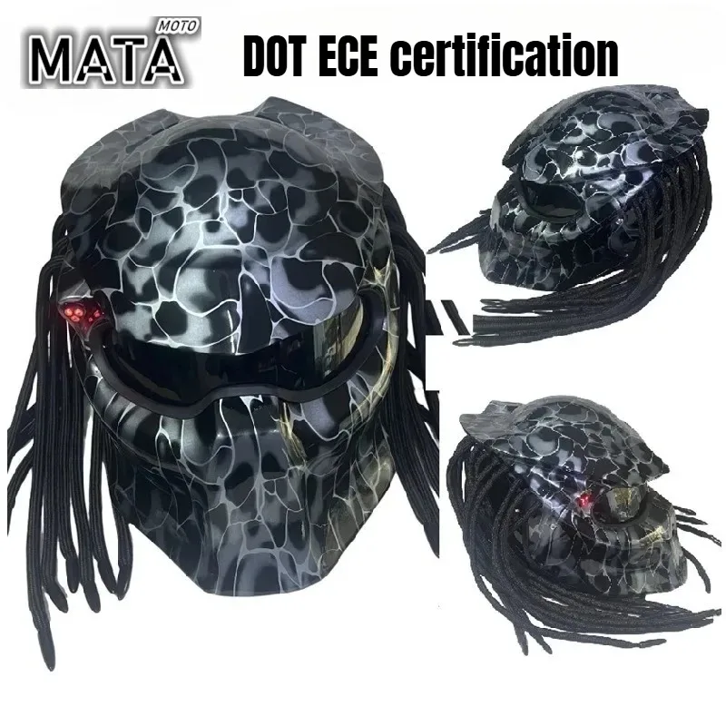Carbon Fiber Motorrad Vollhelm Predator Helm Off-Road Racing Retro Moto Cool Braid Vollhelm DOT ECE zertifiziert Image