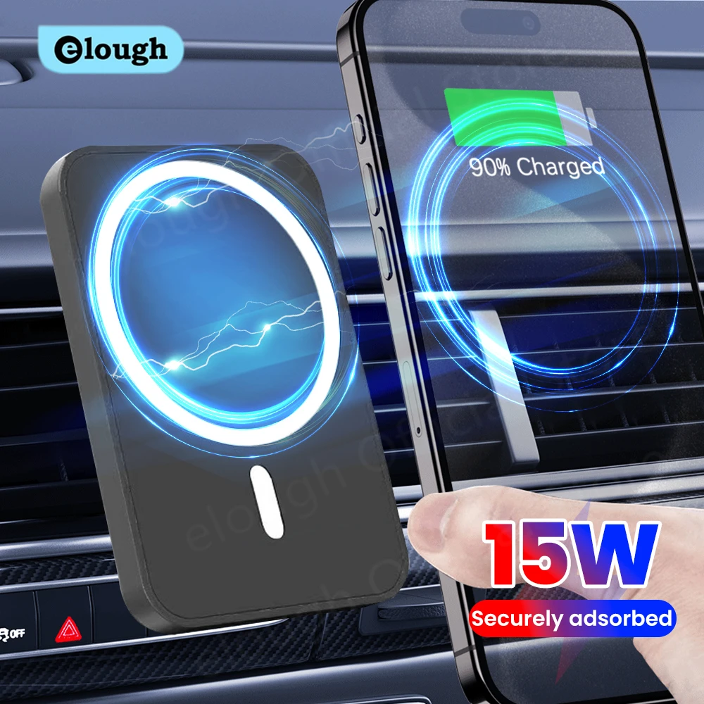 Caricatore wireless magnetico per auto da 15 W Supporto per telefono con presa d'aria Supporto per auto per Magsafe iPhone 17 16 Caricatore per telefono magnetico a ricarica rapida